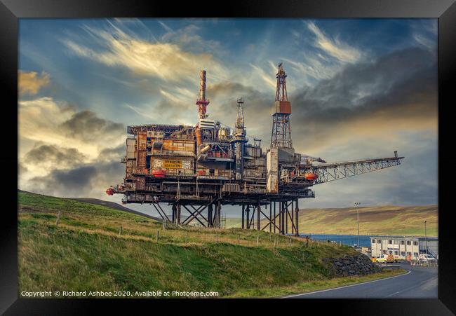 Ninian's Oil rig, Shetland Framed Print by Richard Ashbee
