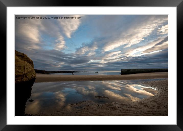Reflections in Cullercoats Bay Framed Mounted Print by Jim Jones
