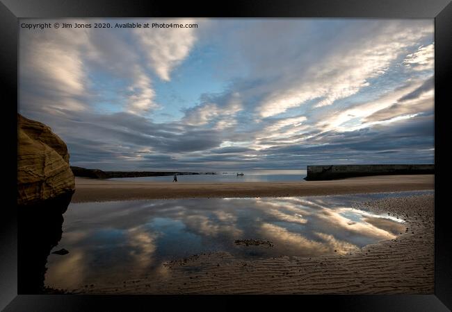 Reflections in Cullercoats Bay Framed Print by Jim Jones
