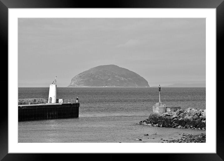 Girvan harbour,  Ayrshire, and Ailsa Craig Framed Mounted Print by Allan Durward Photography