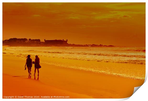 Majestic Sunset Beach Walk Print by David Thomas