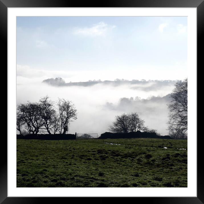 Over morning mist in Derbyshire. Framed Mounted Print by john hill