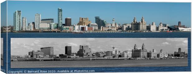 Liverpool Waterfront Skyline with 1989 comparison Canvas Print by Bernard Rose Photography