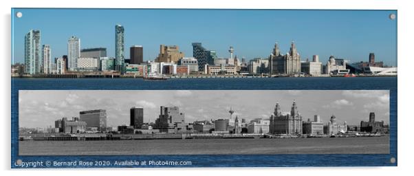 Liverpool Waterfront Skyline with 1989 comparison Acrylic by Bernard Rose Photography