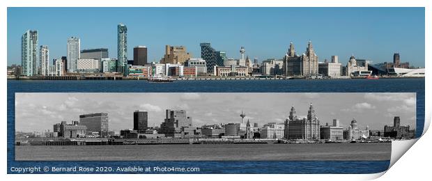 Liverpool Waterfront Skyline with 1989 comparison Print by Bernard Rose Photography