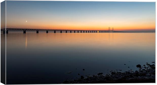 Oresunds Bridge after a Wonderful Sunset Canvas Print by Antony McAulay