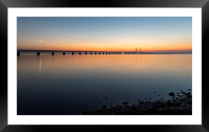 Oresunds Bridge after a Wonderful Sunset Framed Mounted Print by Antony McAulay