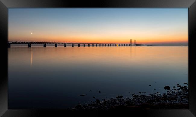 Oresunds Bridge after a Wonderful Sunset Framed Print by Antony McAulay