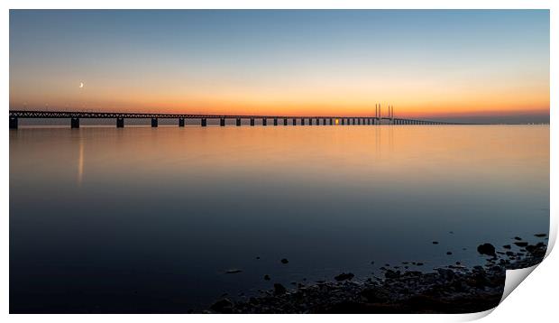 Oresunds Bridge after a Wonderful Sunset Print by Antony McAulay