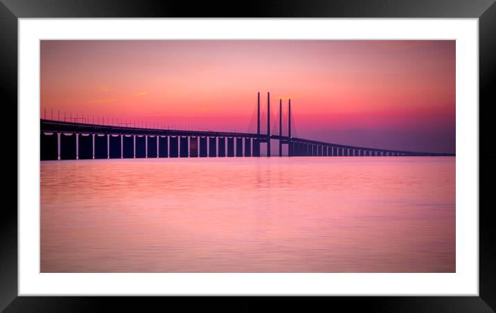 Oresunds Bridge at a Tranquil Sunset Framed Mounted Print by Antony McAulay
