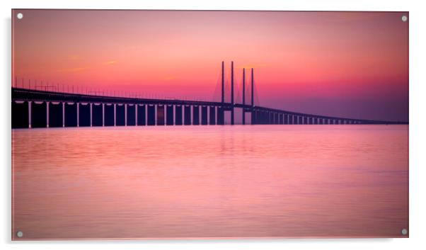 Oresunds Bridge at a Tranquil Sunset Acrylic by Antony McAulay