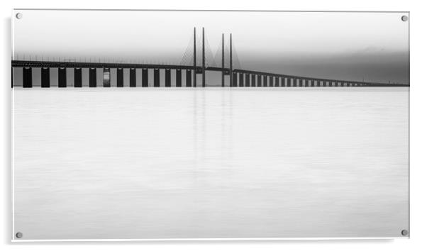 Oresunds Bridge at Sunset Hi Key Edit Acrylic by Antony McAulay