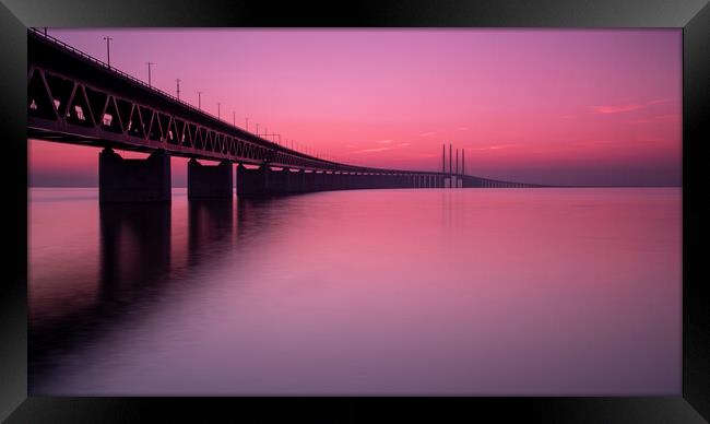 Oresunds Bridge at Sunset Panoramic Splendour Framed Print by Antony McAulay