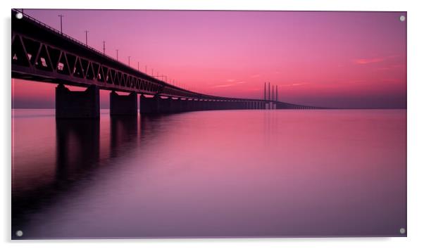 Oresunds Bridge at Sunset Panoramic Splendour Acrylic by Antony McAulay