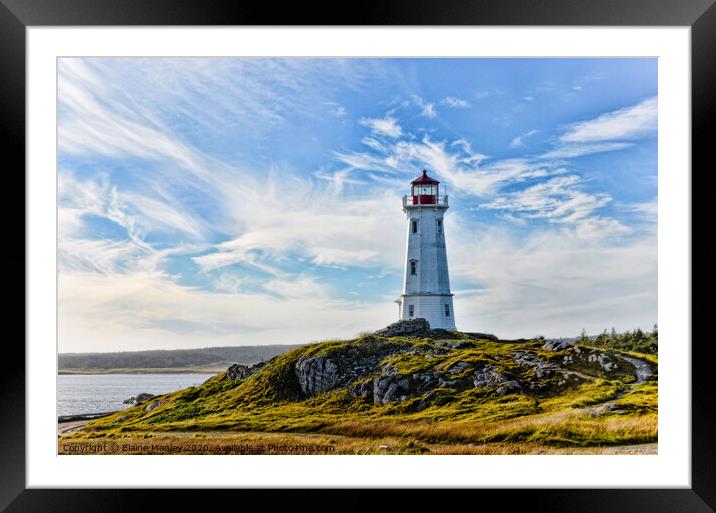 Louisbourg Lighthouse Framed Mounted Print by Elaine Manley