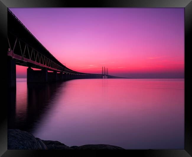 Oresunds Bridge at Sunset Pastel Shades Framed Print by Antony McAulay