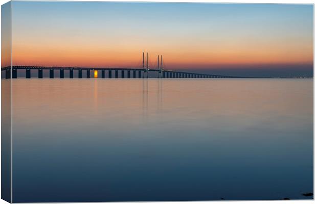 Oresunds Bridge at Twilight Canvas Print by Antony McAulay