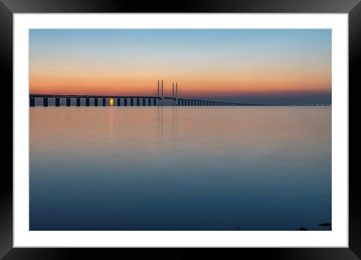 Oresunds Bridge at Twilight Framed Mounted Print by Antony McAulay