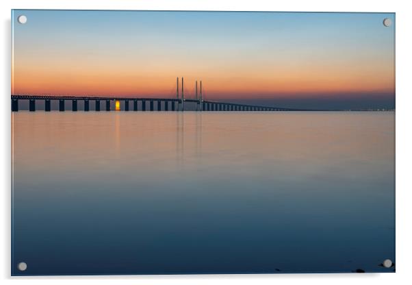 Oresunds Bridge at Twilight Acrylic by Antony McAulay