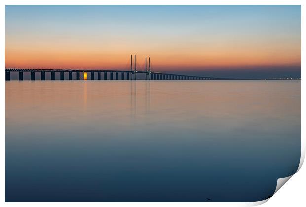 Oresunds Bridge at Twilight Print by Antony McAulay