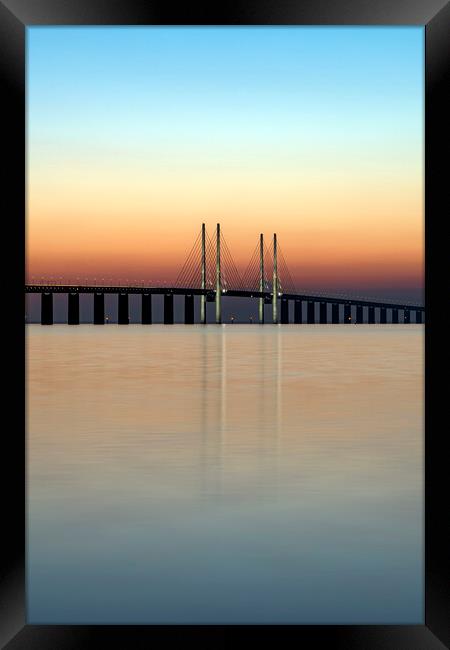 Oresunds Bridge in the Twilight Framed Print by Antony McAulay