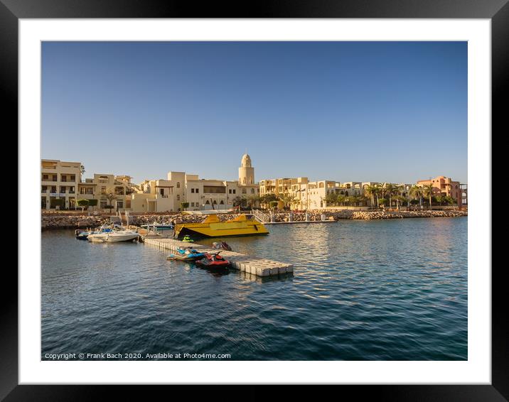 Tourist resort in Aqaba Jordan where the ferries from Egypt land Framed Mounted Print by Frank Bach