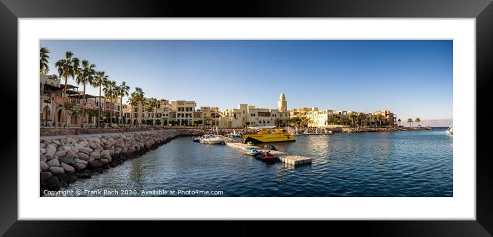 Tourist resort in Aqaba Jordan where the ferries from Egypt land Framed Mounted Print by Frank Bach