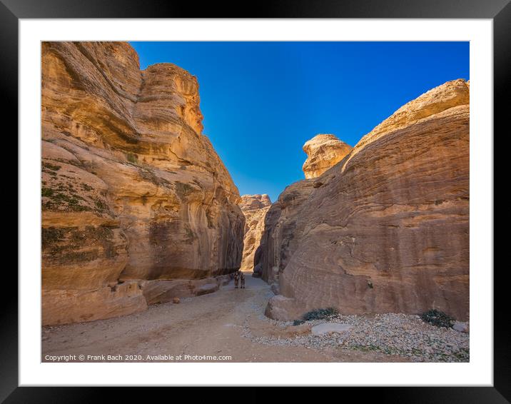 Entrance to Petra through the gorge Siqh Framed Mounted Print by Frank Bach