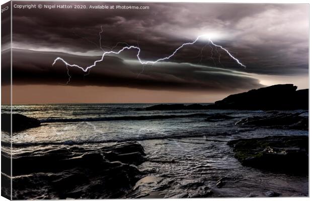 Trebarwith Lightning Canvas Print by Nigel Hatton
