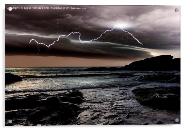 Trebarwith Lightning Acrylic by Nigel Hatton