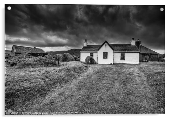 Shetland old traditional Croft house Acrylic by Richard Ashbee