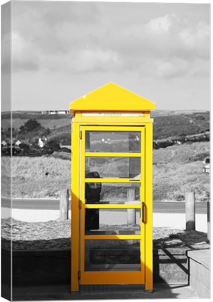 Yellow Jersey Phone box Canvas Print by Chris Turner