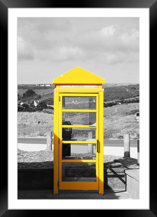 Yellow Jersey Phone box Framed Mounted Print by Chris Turner