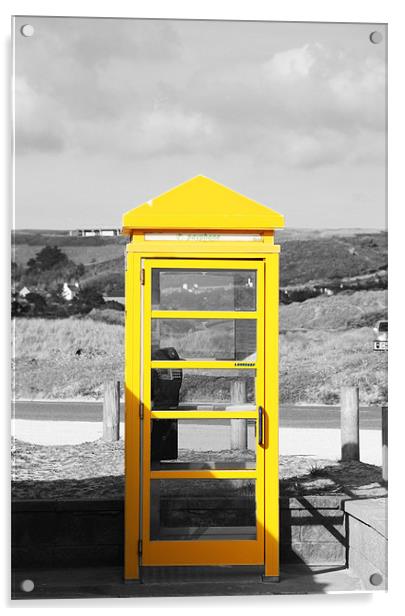 Yellow Jersey Phone box Acrylic by Chris Turner
