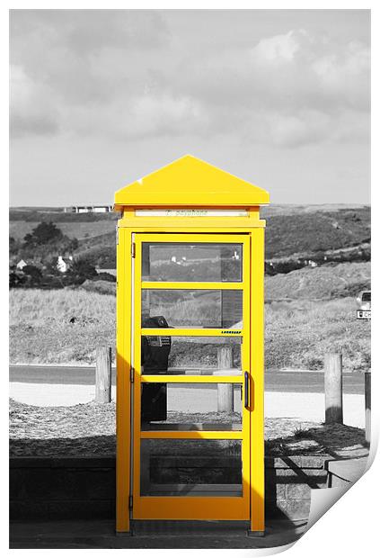 Yellow Jersey Phone box Print by Chris Turner