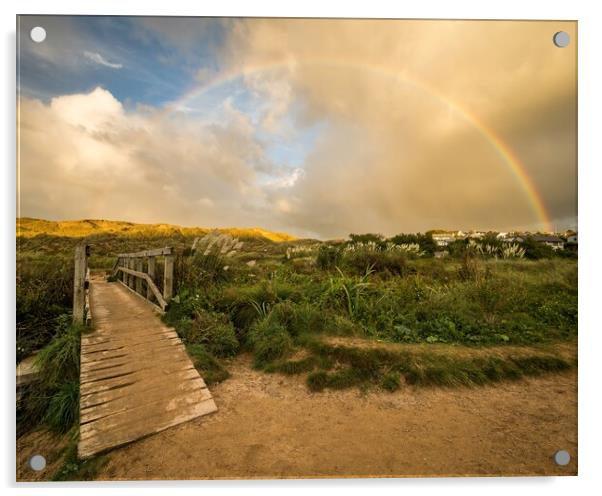 Holywell Bay rainbow Acrylic by Jason Thompson