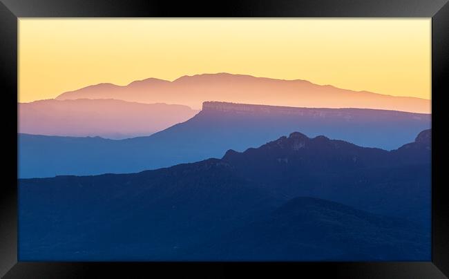 Sunset light over the spanish Pyrenees mountains,nice silhouette peaks Framed Print by Arpad Radoczy
