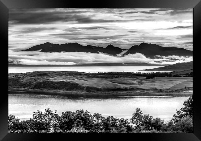Cumbrae and Arran From Largs (monochrome) Framed Print by Tylie Duff Photo Art