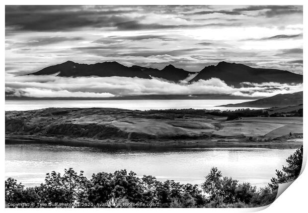Cumbrae and Arran From Largs (monochrome) Print by Tylie Duff Photo Art