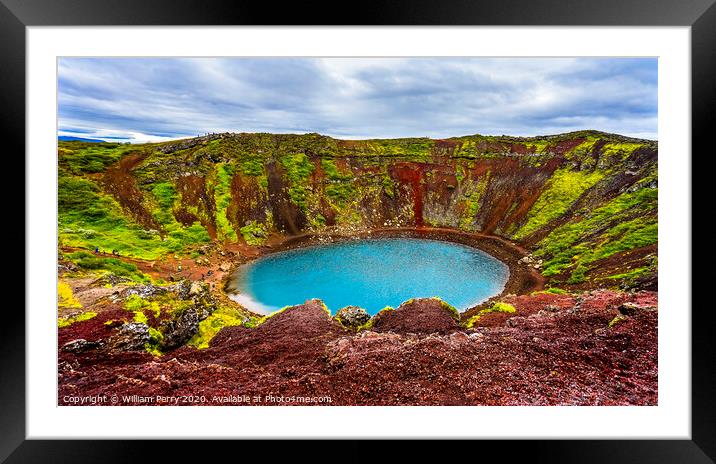 Kerio Volcano Crater Lake Golden Circle Iceland Framed Mounted Print by William Perry