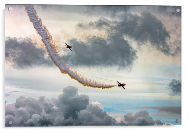Red Arrows in the Clouds Acrylic by Karl McCarthy
