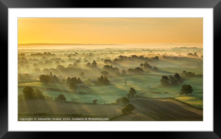 Morning light over fields of Shropshire Framed Mounted Print by Sebastien Greber