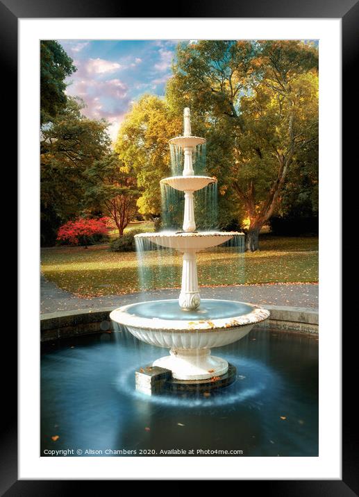 Autumn Fountain Sheffield Botanical Gardens  Framed Mounted Print by Alison Chambers