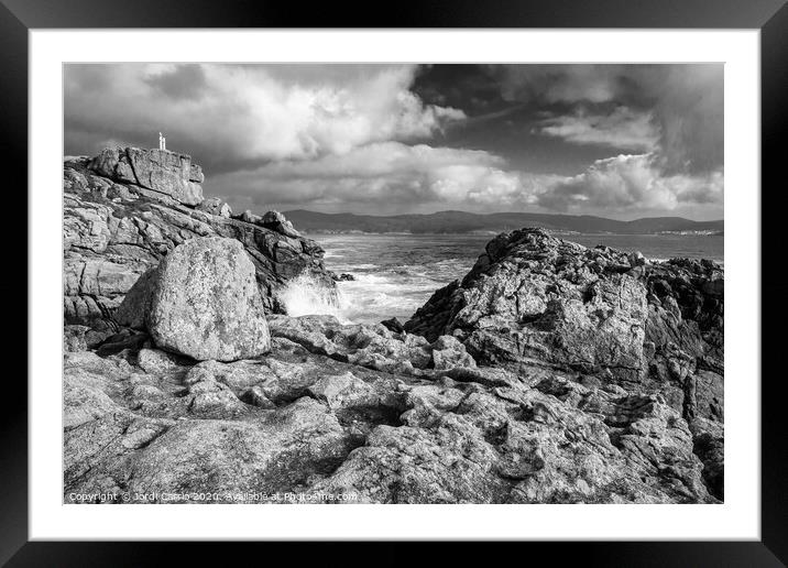 View of the Coast of Death, Galicia. black and whi Framed Mounted Print by Jordi Carrio