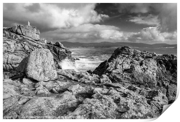 View of the Coast of Death, Galicia. black and whi Print by Jordi Carrio