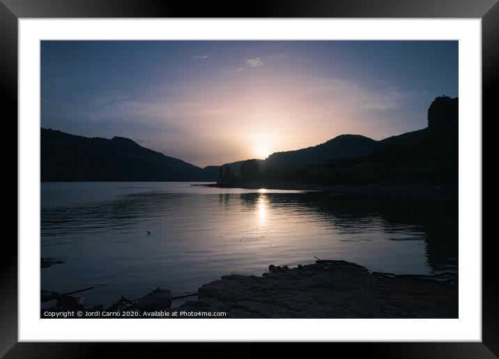 Sunset and blue hour in the Sau swamp Framed Mounted Print by Jordi Carrio