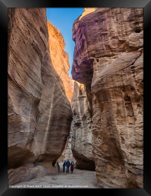 ntrance to Petra through the gorge Siqh Framed Print by Frank Bach