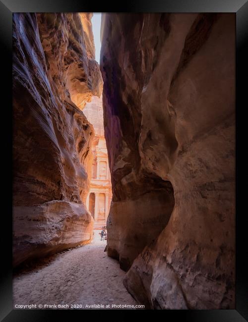 The Shrine in Petra seen from the gorge Framed Print by Frank Bach