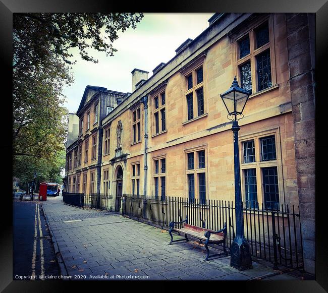 St Cross College, Oxford Framed Print by claire chown