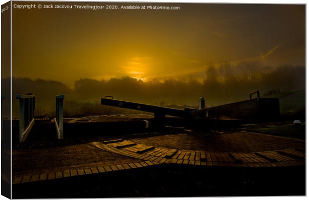 Foxton top lock in the mist  Canvas Print by Jack Jacovou Travellingjour